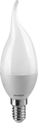 Лампа светодиодная 71 621 OLL-FC37-6-230-4K-E14-FR 6Вт свеча на ветру 4000К бел. E14 470лм 220-240В | Код. 71621 | ОНЛАЙТ