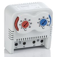 PTHVT Сдвоенные термостат NC+NO (обогрев и охлаждение) (0 ..+60) C на DIN-рейку | код PTHVT | Plastim