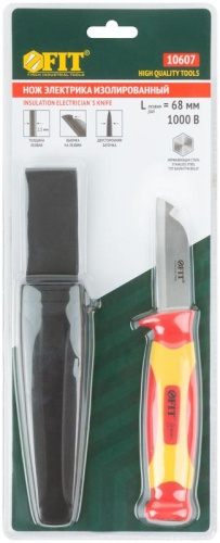 Нож изолированный 1000В нерж. сталь 190мм лезвие 68мм прорезин. ручка FIT 10607 фото 3 Нож изолированный 1000В нерж. сталь 190мм лезвие 68мм прорезин. ручка FIT 10607 фото 3