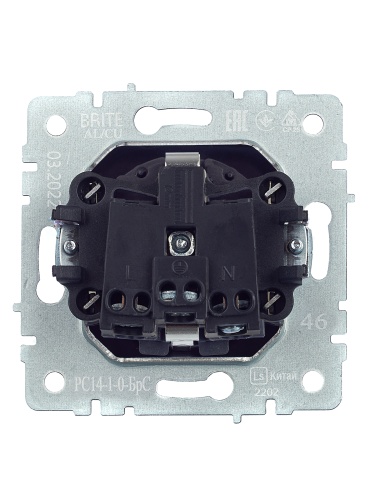 BRITE Розетка 1-местная с заземлением с защитными шторками 16А РС14-1-0-БрС сталь | код BR-R14-16-K46 | IEK фото 6