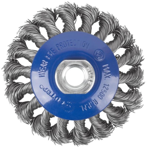 Щетка для УШМ, М14, тип ''Тарелка'', крученая проволока 0,5 мм, 100 мм, Profi | код 82-528 | FIT фото 5