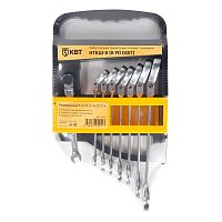 Набор гаечных комбинированных трещоточных ключей НТКШ-8 (8-19) с шарниром PROFESSIONAL | код 91951 | КВТ