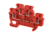 Клемма проходная пружинная 2,5 мм2,двухуровневая, на 2 подключения, красная SQ2.5-2T-RED | код 2102020002 | Elmex
