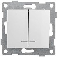 Выключатель 2-кл. СП Bravo 10А 250В с индикацией механизм бел. | код С10В28-001 | GUSI