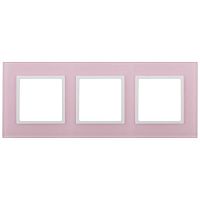 Рамка на 3 поста, стекло, Эра Elegance, розовый+бел, 14-5103-30 | код Б0034520 | ЭРА