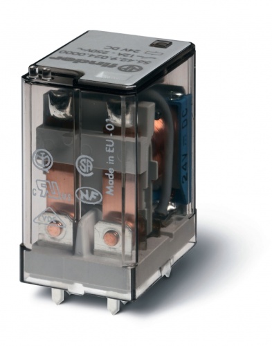 Миниатюрное силовое электромеханическое реле, монтаж на печатную плату, 2CO 12A, контакты AgSnO2, катушка 12В DC, степень защиты RTI, опции: нет | код 564290124000 | FINDER