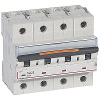 Автоматический выключатель DX³ MA - 25 кА - тип характеристики MA - 4П - 400 В~ - 25 А - 6 модулей | код 409893 |  Legrand 