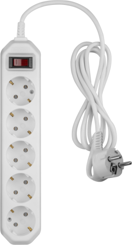 Удлинитель с сетевым фильтром 5х5м 10А IP20 2.2кВт ПВС 3х0.75 с выкл. с инд. сети бел. ОНЛАЙТ 90781 фото 2