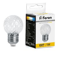 Лампа-строб 1Вт 230В E27 2700К G45 прозрачн. LB-377 FERON 38208