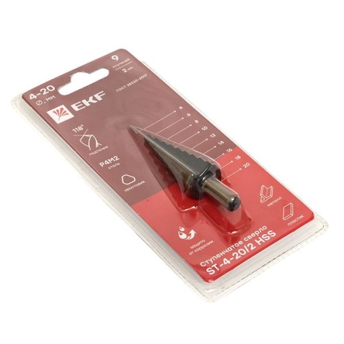 Ступенчатое сверло ST-4-20/2 HSS (9 ступ,) | код ST-4-20/2 | EKF фото 3