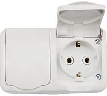 БлокОП2розеткигоризонт.MiniOGсзаземл.керамикаIP54бел. | код KR-78-0607 | Kranz