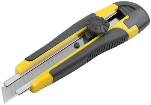 Нож технический 18 мм усиленный прорезиненный, вращ.прижим, лезвие 15 сегментов | код 10255 | FIT фото 2