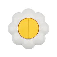 Выключатель двухклавишный KRANZ HAPPY Ромашка скрытой установки, желтый/белый | код KR-78-0621 | KRANZ