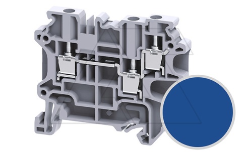 Клемма проходная CY4/3BU /6x58,8mm, винтовая, 3 присоед., 4(max 6)mm2, 32A, 500V, синяя | код CY4/3BU | Connectwell Клемма проходная CY4/3BU /6x58,8mm, винтовая, 3 присоед., 4(max 6)mm2, 32A, 500V, синяя | код CY4/3BU | Connectwell