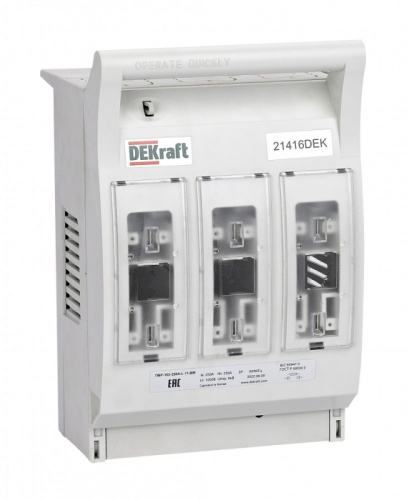 ПВР горизонтальный 250А 3ф отключение_1НО+1НЗ_навесной монтаж на шину_ПВР-102 | код 21416DEK | DEKraft