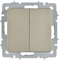 BRITE Выключатель 2-клавишный перекрестный 10А ВС10-2-3-БрШ шампань IEK | код BR-V23-0-10-K37 | IEK