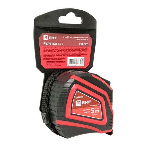 Рулетка измерительная РС-10 (5 м х 25 мм) Autostop Магнит Expert | код rs-10-5-25-quad | EKF фото 3