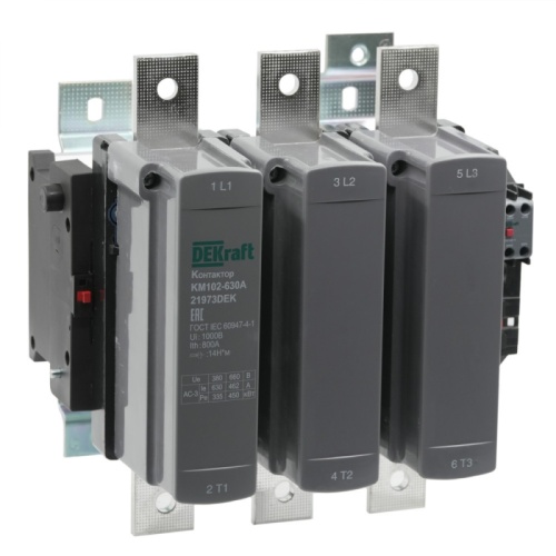 Контактор 630А 220В_АС АС3_ АС4 1НО+1НЗ КМ-102 | код 21973DEK | DEKraft