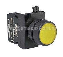Кнопка нажимная круглая с подсветкой-светодиод 12-30V AC/DC желтая (1HO), CP180DS | код CP180DS | EMAS