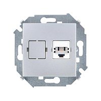 Розетка телефонная RJ11, винтовой зажим, алюминий | код 1591480-033 | Simon