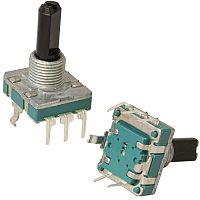 Энкодер инкрементальный двухканальный с переключателем RUICHI PEC16, 5 В, разрешение 24/24, длина вала 20 мм от корпуса, пластик | код 113285 | Ruichi