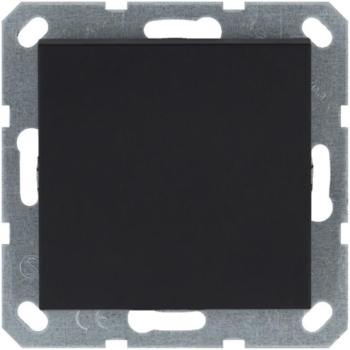 Выключатель одноклавишный со светодиодом 10A 250V~ с накладкой цвет черный матовый (soft touch) | код G3012NPB | Jasmart