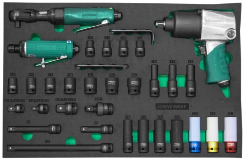 JA-C231SV Набор пневматического инструмента 1/2DR и аксессуаров к ударному инструменту в EVA ложементе 560х400 мм, 31 предмет | код JA-C231SV | JONNESWAY