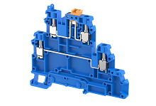Клемма проходная винтовая 4 мм2, двухуровневая, с размыкателем, на 4 подключения, синяя TQK4-2T-BLUE | код 1203340001 | Elmex