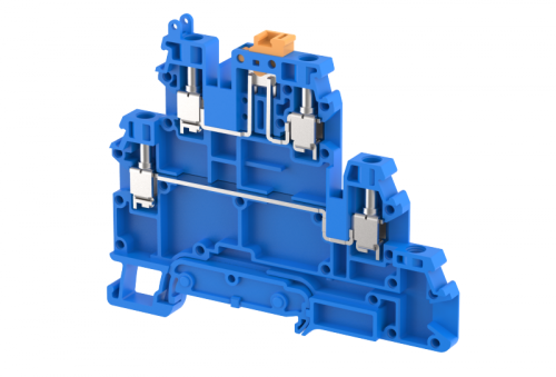 Клемма проходная винтовая 4 мм2, двухуровневая, с размыкателем, на 4 подключения, синяя TQK4-2T-BLUE | код 1203340001 | Elmex Клемма проходная винтовая 4 мм2, двухуровневая, с размыкателем, на 4 подключения, синяя TQK4-2T-BLUE | код 1203340001 | Elmex