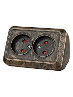 Розетка угловая двойная 2П открытой установки с з/ш IP20 250В 10А бронза Ладога TDM | код SQ1801-0289 | TDM