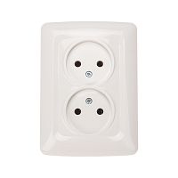 DEA Розетка 2-ая керамика б/з с/у 10А Бел KRANZ | код KR-78-0219 | KRANZ