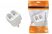 Блок на 2 гнезда 2П 2,5 А 250 B под плоскую вилку белый TDM | код SQ1806-0206 | TDM