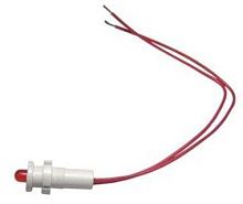 Светодиодная лампа СКЛ-17.1Б-К-2-24, красная, выводы гибкие под пайку, 24В 50Гц/пост., диаметр посадочного отверстия 8мм, УХЛ2.1 | код A8021-80062252 | Каскад-Электро