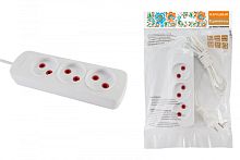 Удлинитель 3 гнезда, 3 метра, б/з, 6 А, 1380 Вт, белый, НАРОДНЫЙ | код SQ1303-1201 | TDM НАРОДНЫЙ