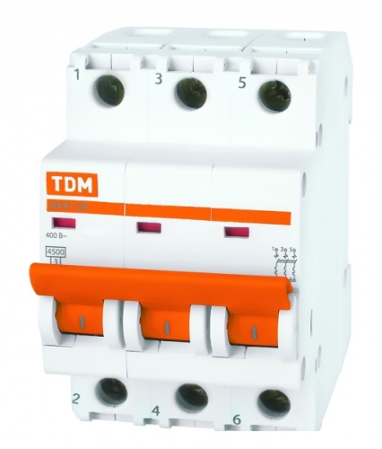 Выключатель автоматический трехполюсный ВА47-29 8А B 4,5кА | код. SQ0206-0039 | TDM 