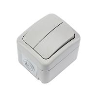 Выключатель двухклавишный Mini OG OG IP54, о/у, серый KRANZ | код KR-78-0833 | KRANZ