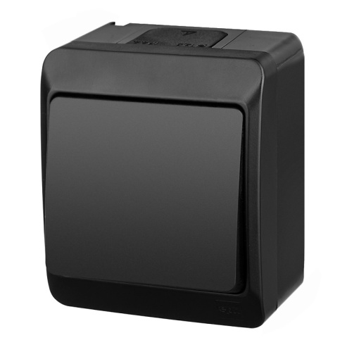 HERMES - Выключатель/переключатель на 2 направления, 10A/250V, IP44, черный | код 0331-09 | Elektro-plast Nasielsk