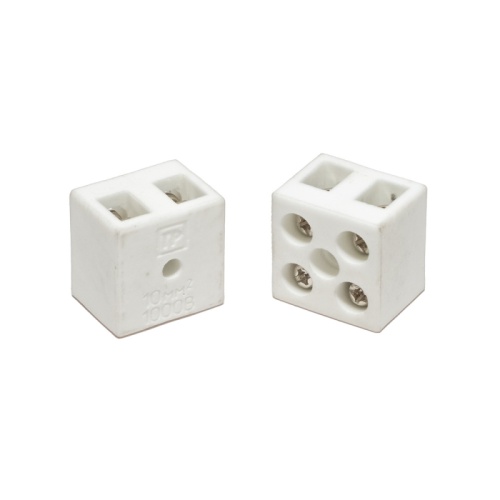 Клемма керамическая латунь 10 мм? 2 пары контактов с крепежным отверстием (5 шт/уп) Промрукав | код PR08.7161 | ПРОМРУКАВ