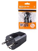 Вилка прямая с/з черная c перфорацией 10А 250В TDM | код SQ1806-0198 | TDM