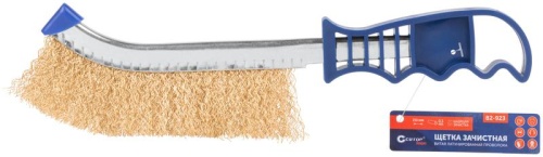 Щетка зачистная, латунированная витая проволока 0,3 мм, пластиковая ручка, 250 мм, блистер, Profi | код 82-923 | FIT фото 3