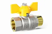 Кран шаровый латунный никелированный 11б27п Ду15 Ру40 (1/2') ВР/НР бабочка с биркой GAS | код LD Pride 47.15.В-Н.Б GAS | LD Pride