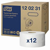 Бумага туалетная 170 м, TORK (Система Т2), комплект 12 шт., Advanced, 2-слойная, белая, 120231 | код 126502 | TORK