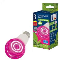 Лампа светодиодная для растений LED-A60-15W-SPSB-E27-CL PLP30WH Форма A прозрачная. Спектр для рассады и цветения. | код UL-00010107 | Uniel