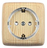 Розетка наружная с заземлением с изоляционной пластиной (стакан) сосна | код РА16-173-02 | HEGEL