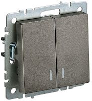 BRITE Выключатель 2-клавишный с индикацией 10А ВС10-2-1-БрТБ темная бронза | код BR-V20-1-10-K45 | IEK