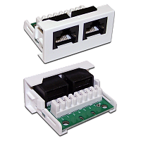 Вставка Mosaic 22.5x45 Y-адаптер, 2 компьютерных порта, белая | код LAN-WA-LP-E2-E2-WH | LANMASTER