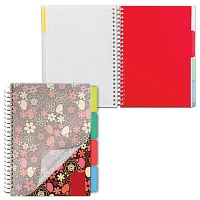 Тетрадь-блокнот 150 л., A5, 170x215 мм BRAUBERG, клетка, гребень, обложка пластиковая, 4 разделителя, Foxy Lady , 401794 | код 401794 | BRAUBERG