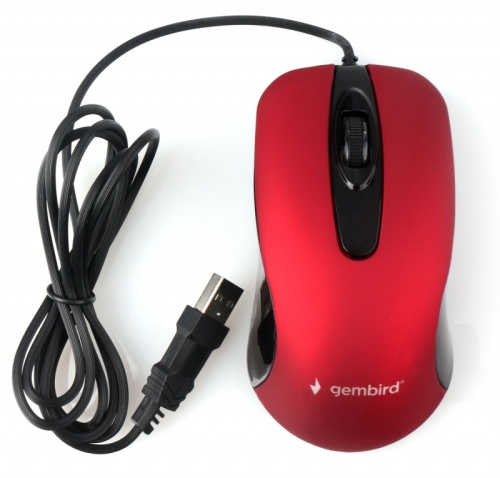 Мышь Gembird MOP-400-R, USB, красный, бесшумный клик, 2 кнопки+колесо кнопка, 1000 DPI, soft-touch, кабель 1.45м, блистер | код MOP-400-R | Gembird Мышь Gembird MOP-400-R, USB, красный, бесшумный клик, 2 кнопки+колесо кнопка, 1000 DPI, soft-touch, кабель 1.45м, блистер | код MOP-400-R | Gembird