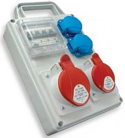 Распред. щит с разъемами EDS4H 2-2/2-5 16/32 (Разъем 16A/5P-1,32A/5P-1, Schuko-2, АВ: C16/1-1, C16/3-1, с ручкой) | код 004483122 | ETI