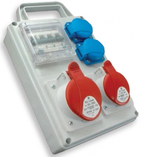 Распред. щит с разъемами EDS4H 2-2/2-5 16/32 (Разъем 16A/5P-1,32A/5P-1, Schuko-2, АВ: C16/1-1, C16/3-1, с ручкой) | код 004483122 | ETI